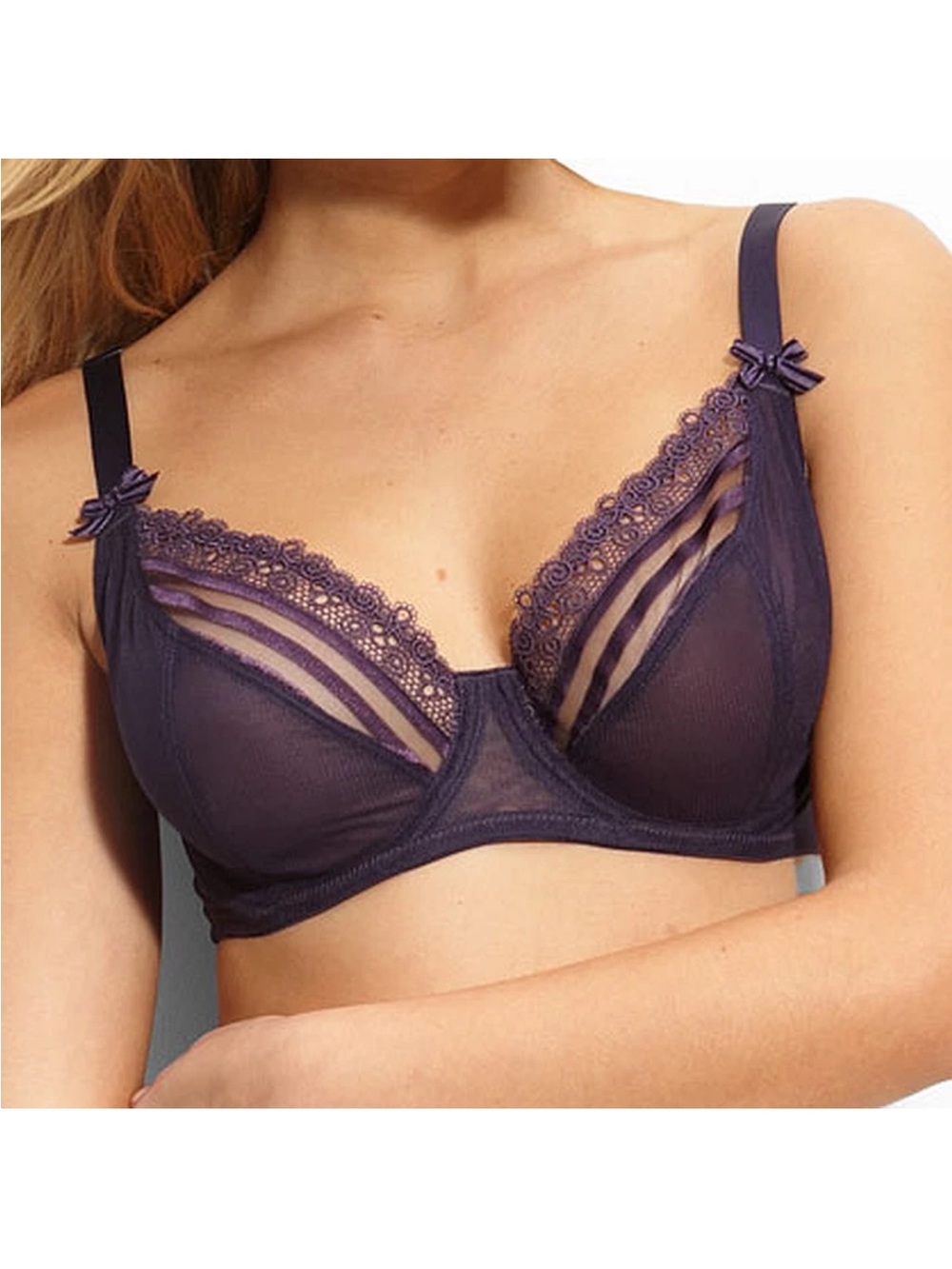 Wacoal Semi-Sheer Lace Underwire Bra Purple